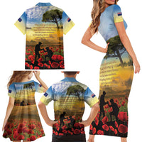New Zealand ANZAC Day Family Matching Short Sleeve Bodycon Dress and Hawaiian Shirt The Ode Remembrance And Poppy