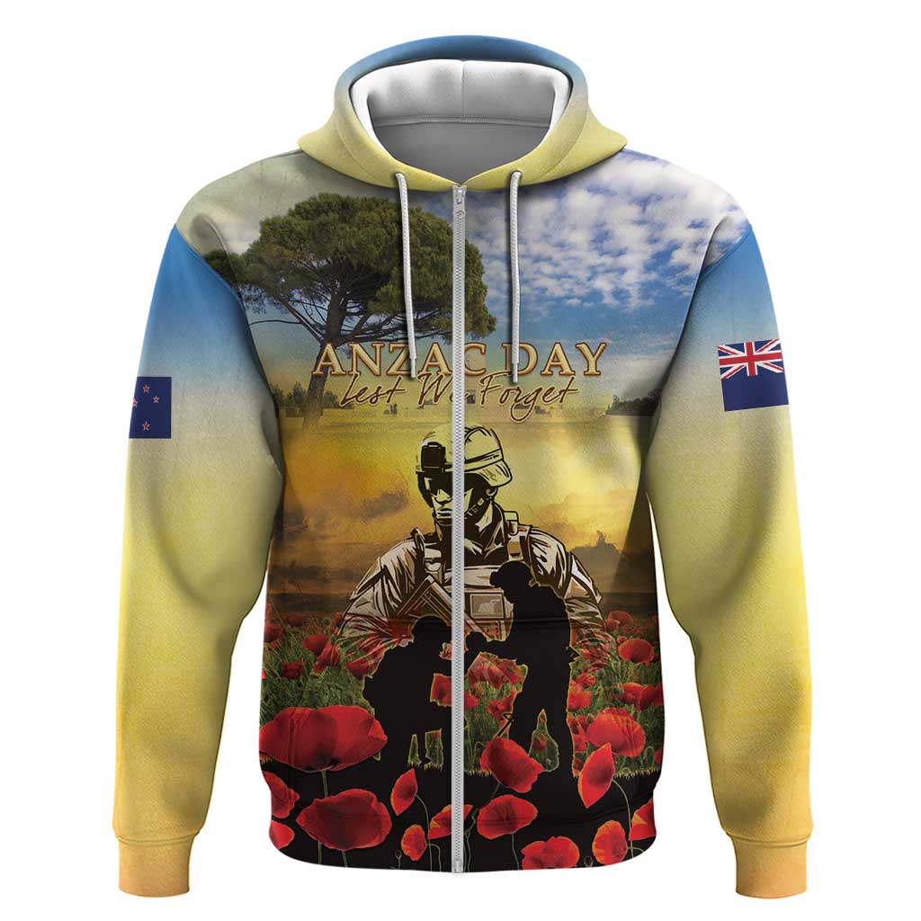 New Zealand ANZAC Day Hoodie The Ode Remembrance And Poppy