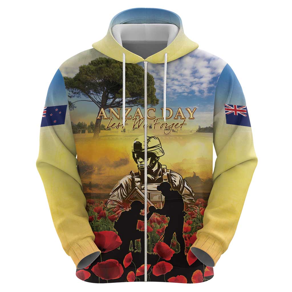 New Zealand ANZAC Day Hoodie The Ode Remembrance And Poppy