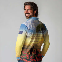 New Zealand ANZAC Day Long Sleeve Polo Shirt The Ode Remembrance And Poppy