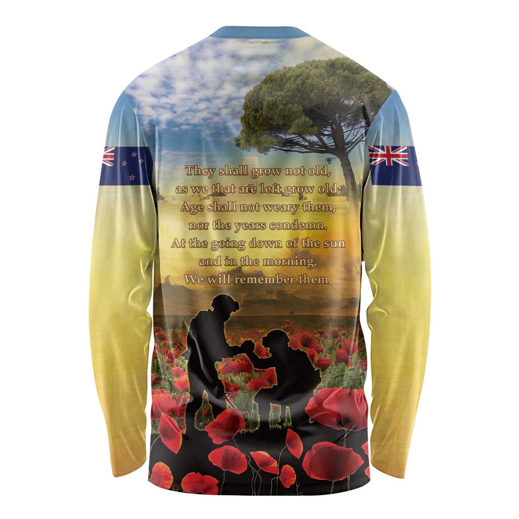 New Zealand ANZAC Day Long Sleeve Shirt The Ode Remembrance And Poppy