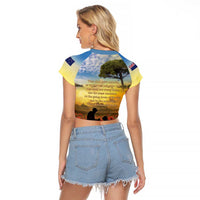 New Zealand ANZAC Day Raglan Cropped T Shirt The Ode Remembrance And Poppy