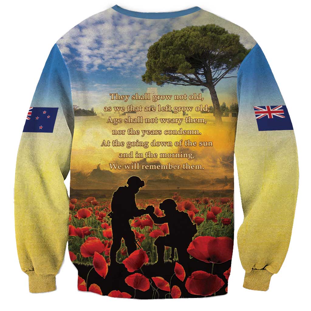 New Zealand ANZAC Day Sweatshirt The Ode Remembrance And Poppy