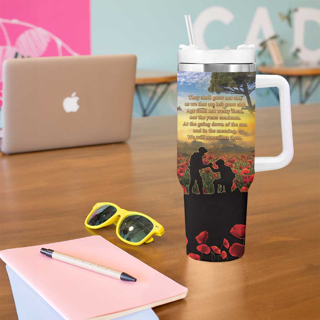 New Zealand ANZAC Day Tumbler With Handle The Ode Remembrance And Poppy