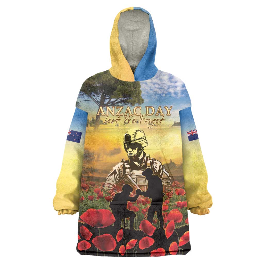 New Zealand ANZAC Day Wearable Blanket Hoodie The Ode Remembrance And Poppy