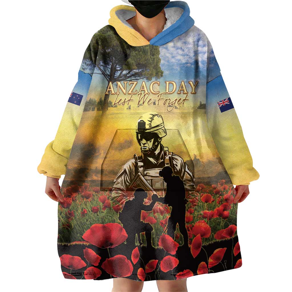 New Zealand ANZAC Day Wearable Blanket Hoodie The Ode Remembrance And Poppy