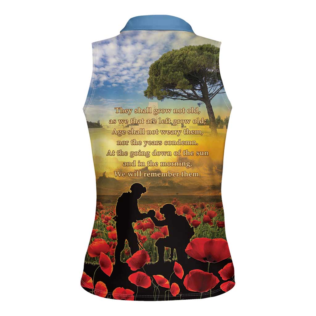 New Zealand ANZAC Day Women Sleeveless Polo Shirt The Ode Remembrance And Poppy
