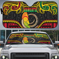 Vanuatu Language Week Auto Sun Shade Boar Tusk Warrior Tribal Floral Pattern
