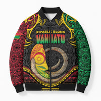 Vanuatu Language Week Bomber Puffer Jacket Boar Tusk Warrior Tribal Floral Pattern