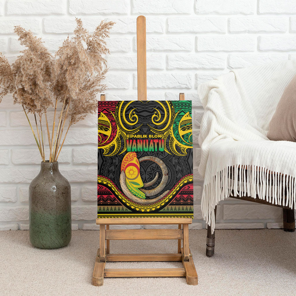 Vanuatu Language Week Canvas Wall Art Boar Tusk Warrior Tribal Floral Pattern
