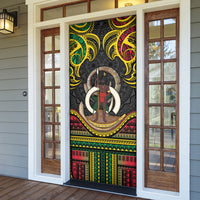 Vanuatu Language Week Door Cover Boar Tusk Warrior Tribal Floral Pattern