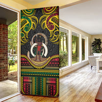 Vanuatu Language Week Door Cover Boar Tusk Warrior Tribal Floral Pattern