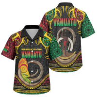 Vanuatu Language Week Family Matching Long Sleeve Bodycon Dress and Hawaiian Shirt Boar Tusk Warrior Tribal Floral Pattern