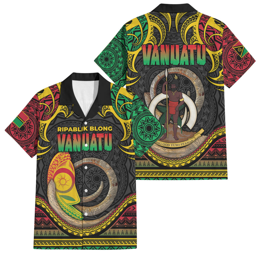 Vanuatu Language Week Family Matching Summer Maxi Dress and Hawaiian Shirt Boar Tusk Warrior Tribal Floral Pattern