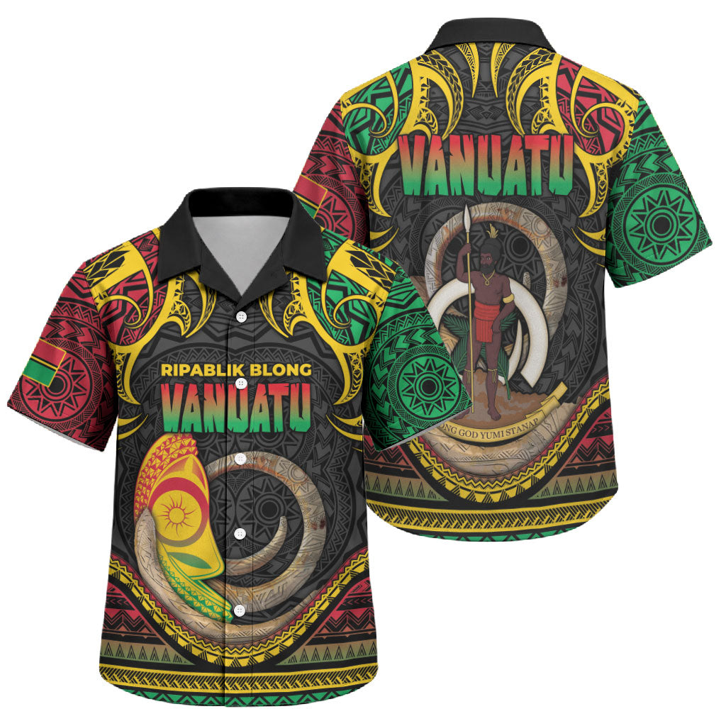 Vanuatu Language Week Family Matching Summer Maxi Dress and Hawaiian Shirt Boar Tusk Warrior Tribal Floral Pattern