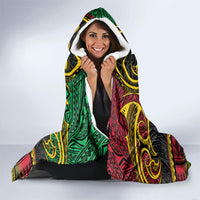 Vanuatu Language Week Hooded Blanket Boar Tusk Warrior Tribal Floral Pattern