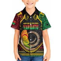 Vanuatu Language Week Kid Hawaiian Shirt Boar Tusk Warrior Tribal Floral Pattern
