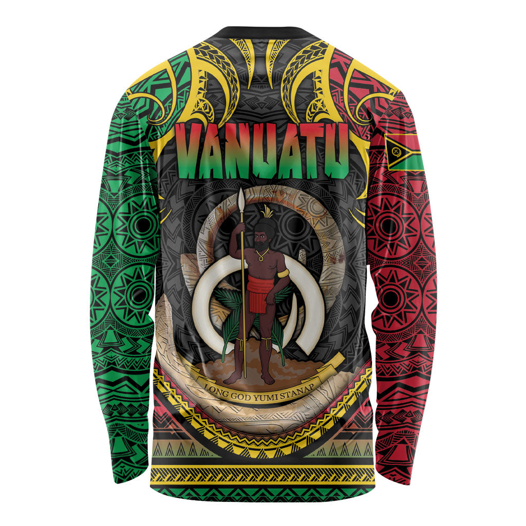 Vanuatu Language Week Long Sleeve Shirt Boar Tusk Warrior Tribal Floral Pattern