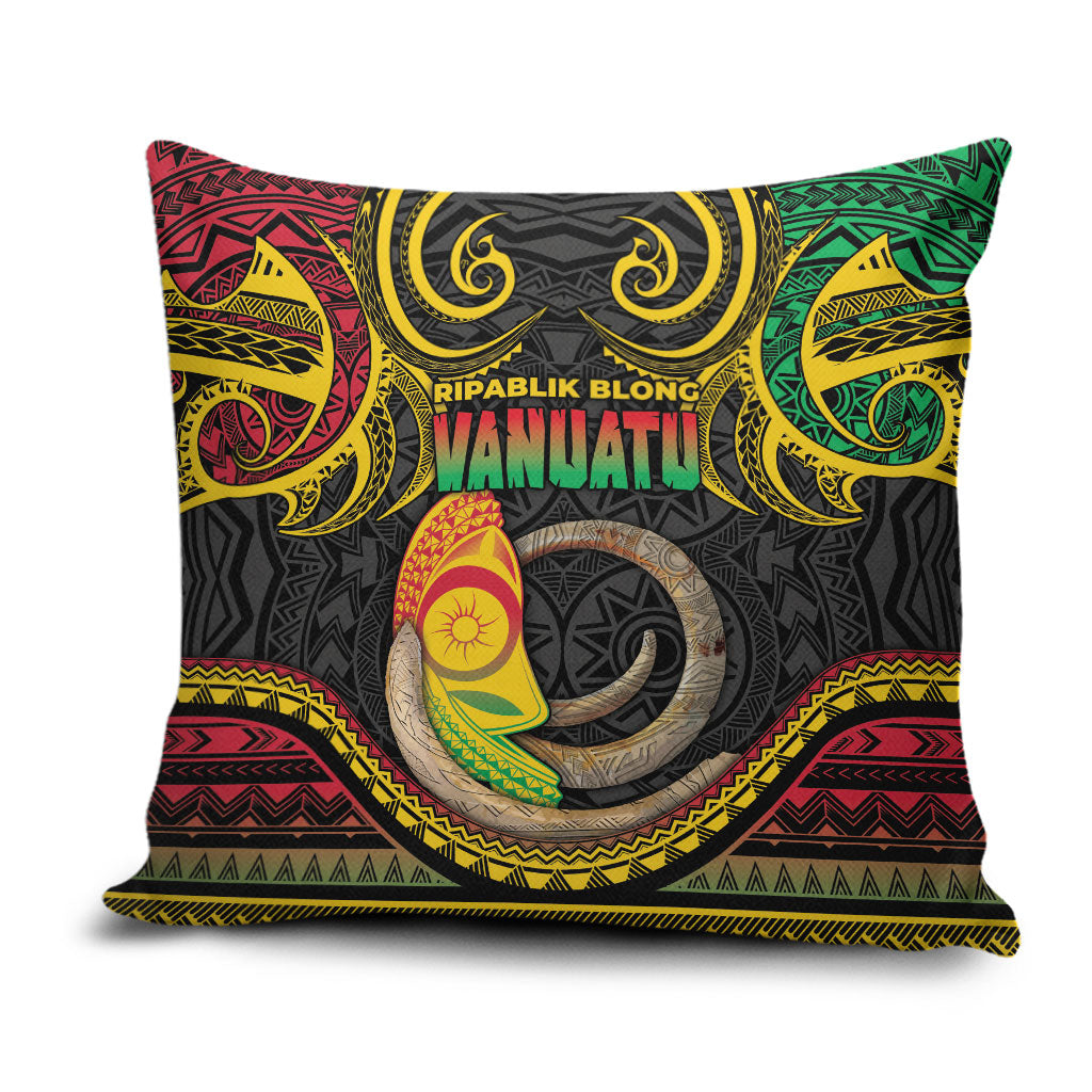 Vanuatu Language Week Pillow Cover Boar Tusk Warrior Tribal Floral Pattern