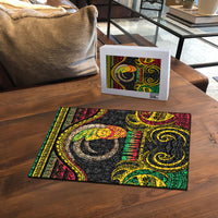 Vanuatu Language Week Puzzle Boar Tusk Warrior Tribal Floral Pattern