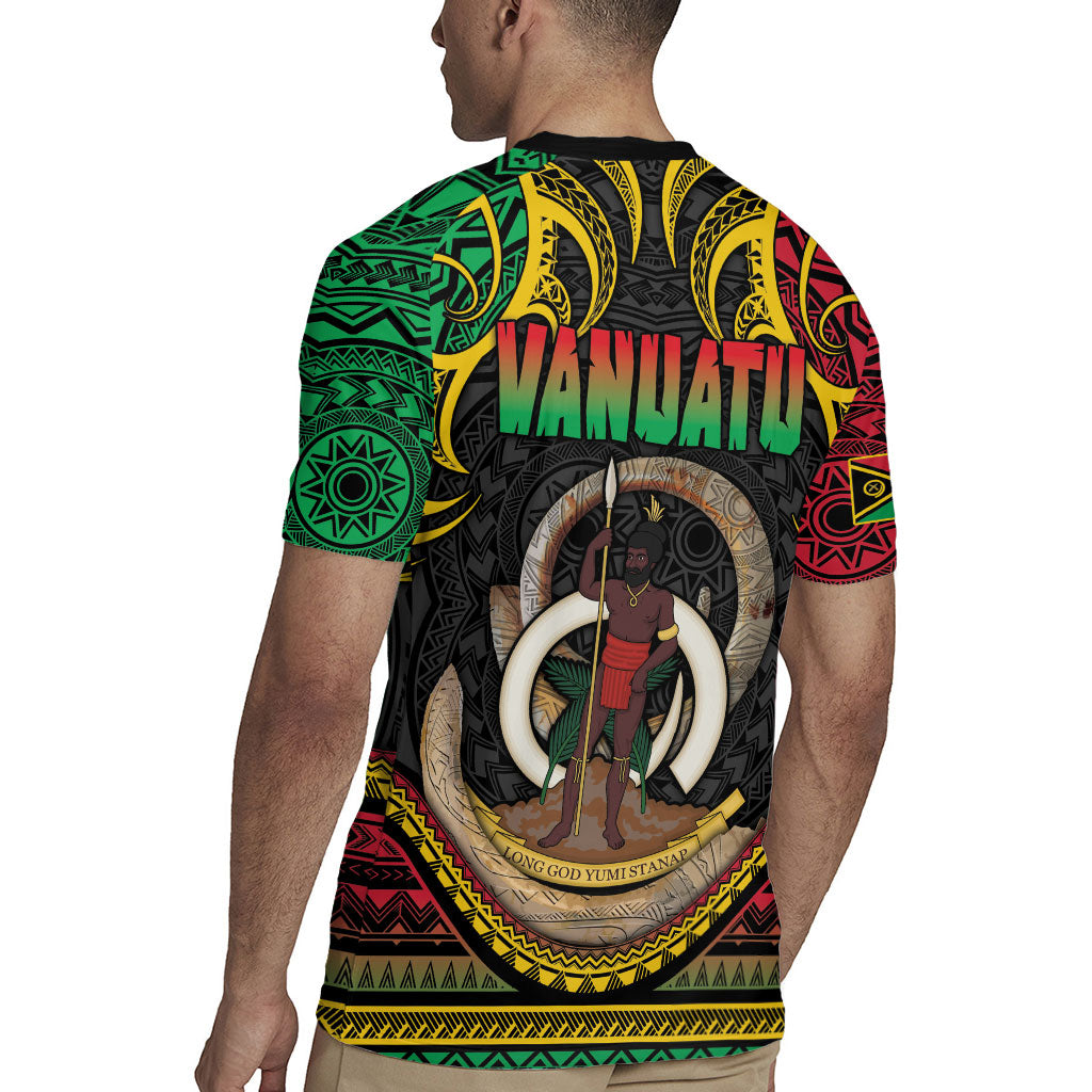 Vanuatu Language Week Rugby Jersey Boar Tusk Warrior Tribal Floral Pattern