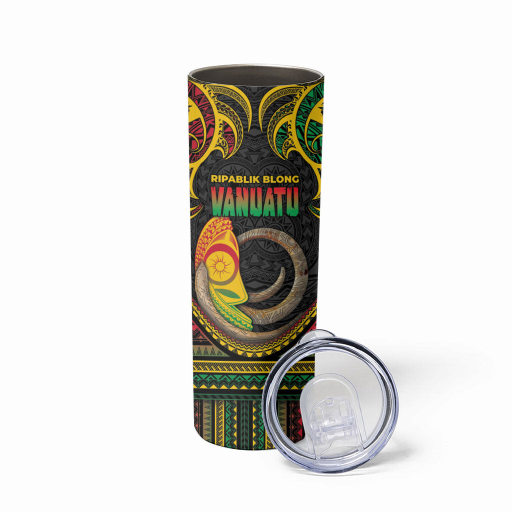 Vanuatu Language Week Skinny Tumbler Boar Tusk Warrior Tribal Floral Pattern