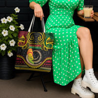 Vanuatu Language Week Tote Bag Boar Tusk Warrior Tribal Floral Pattern