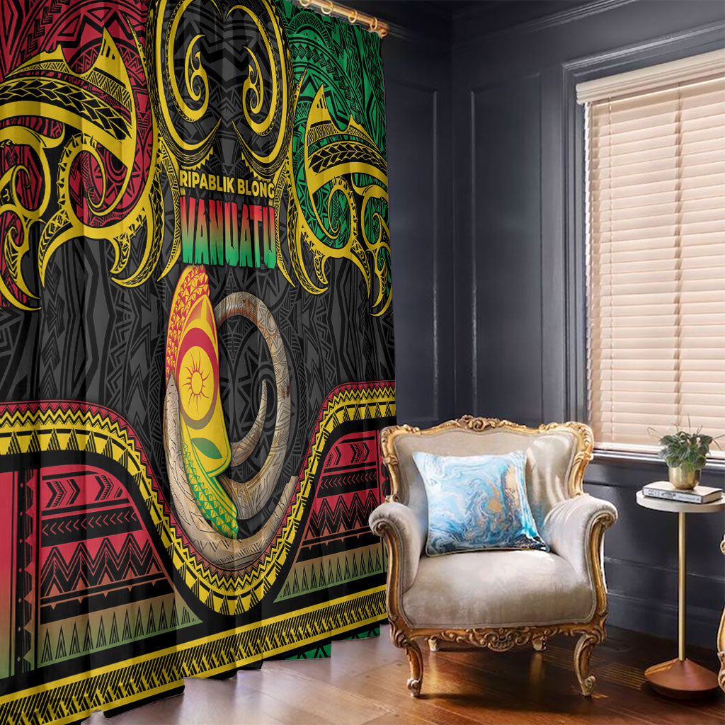 Vanuatu Language Week Window Curtain Boar Tusk Warrior Tribal Floral Pattern
