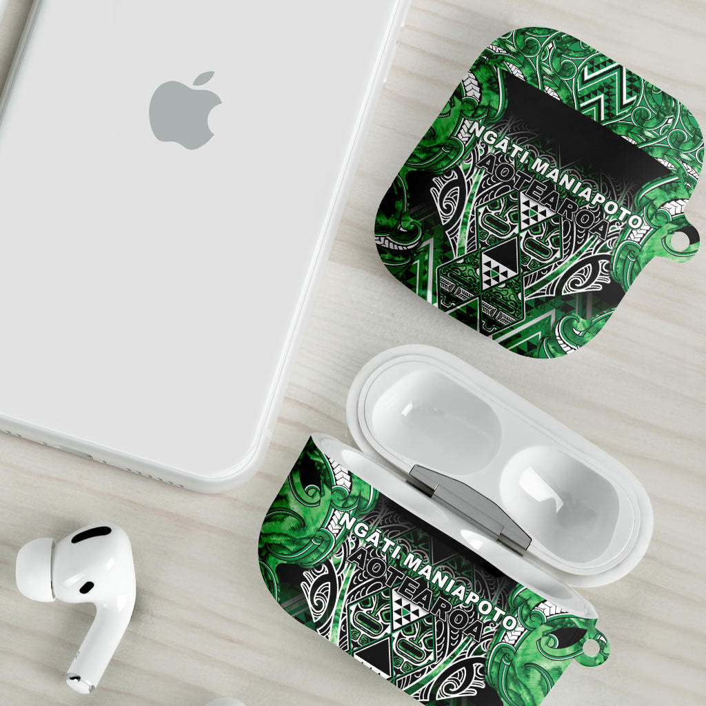 Aotearoa Ngati Maniapoto AirPods Case Maori Tribal Green Paua Shell Pattern DT05 - Polynesian Pride