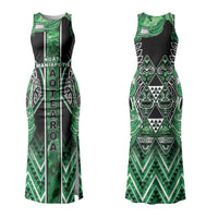 Aotearoa Ngati Maniapoto Couples Matching Tank Maxi Dress and Long Sleeve Button Shirt Maori Tribal Green Paua Shell Pattern DT05 - Polynesian Pride