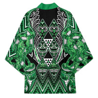 Aotearoa Ngati Maniapoto Kimono Maori Tribal Green Paua Shell Pattern DT05 - Polynesian Pride