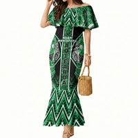 Aotearoa Ngati Maniapoto Mermaid Dress Maori Tribal Green Paua Shell Pattern DT05 Women Green - Polynesian Pride