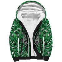 Aotearoa Ngati Maniapoto Sherpa Hoodie Maori Tribal Green Paua Shell Pattern DT05 Unisex Green - Polynesian Pride