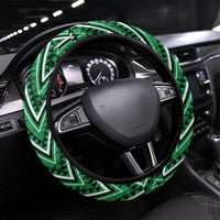 Aotearoa Ngati Maniapoto Steering Wheel Cover Maori Tribal Green Paua Shell Pattern DT05 Universal Fit Green - Polynesian Pride
