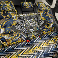 Aotearoa Ngati Raukawa Back Car Seat Cover Maori Tribal Yellow And Navy Paua Shell Pattern DT05 - Polynesian Pride
