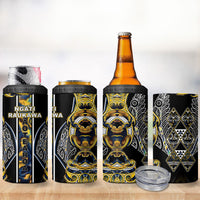 Aotearoa Ngati Raukawa 4 in 1 Can Cooler Tumbler Maori Tribal Yellow And Navy Paua Shell Pattern DT05 - Polynesian Pride