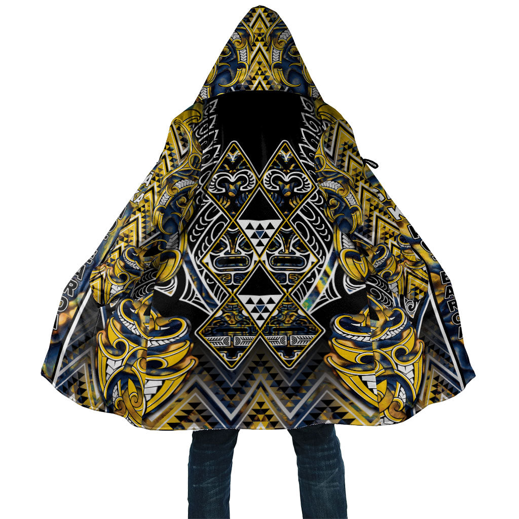 Aotearoa Ngati Raukawa Cloak Maori Tribal Yellow And Navy Paua Shell Pattern DT05 Unisex Yellow - Polynesian Pride