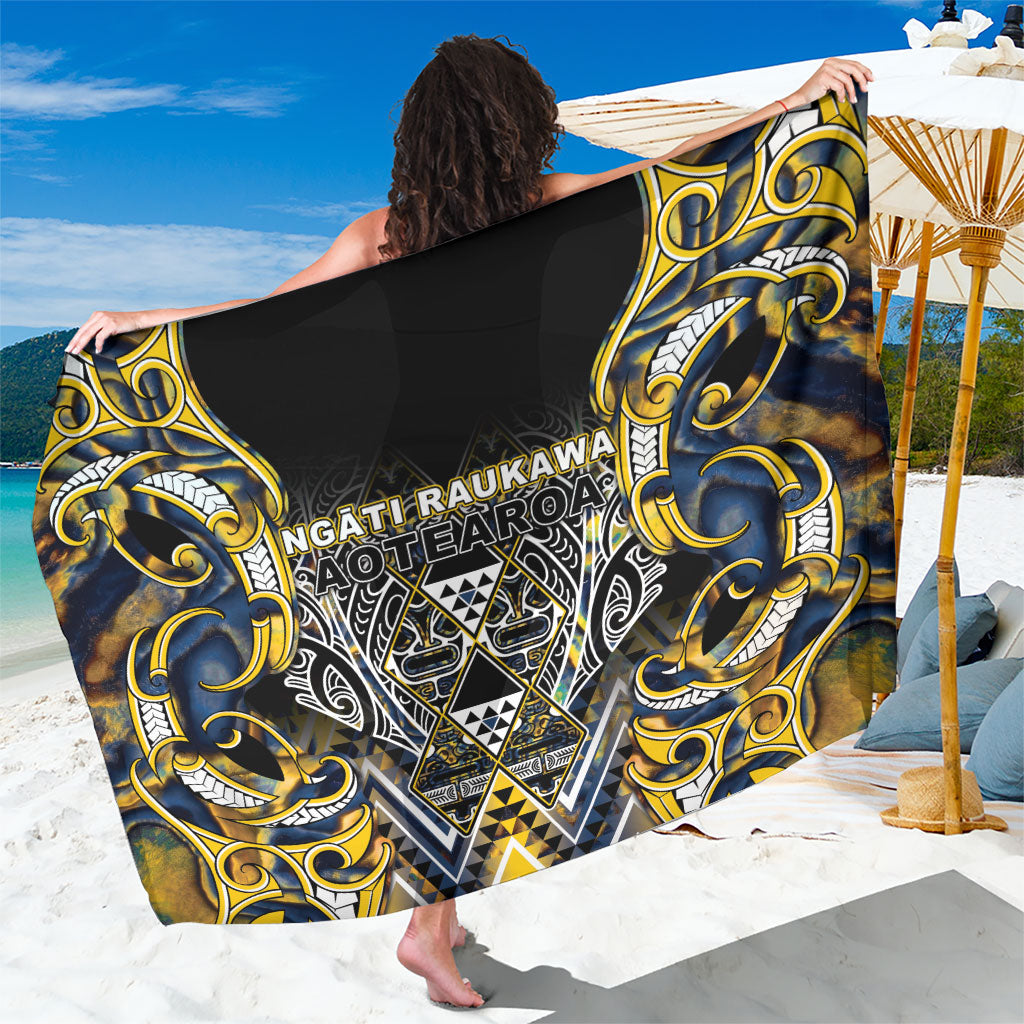Aotearoa Ngati Raukawa Sarong Maori Tribal Yellow And Navy Paua Shell Pattern DT05 One Size 44 x 66 inches Yellow - Polynesian Pride
