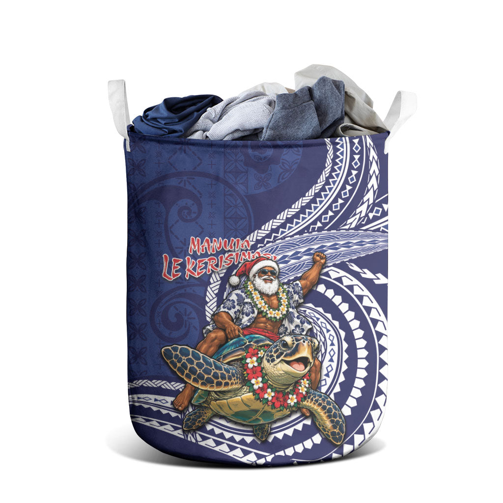 Samoa Christmas Laundry Basket Santa Riding Sea Turtle DT05 - Polynesian Pride