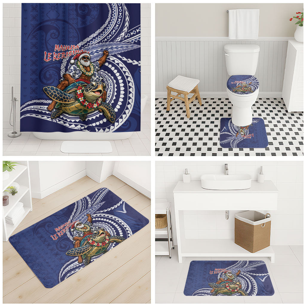 Samoa Christmas Bathroom Set Santa Riding Sea Turtle DT05 - Polynesian Pride