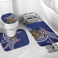 Samoa Christmas Bathroom Set Santa Riding Sea Turtle DT05 Mat Set Only (3 pcs) One Size Navy - Polynesian Pride