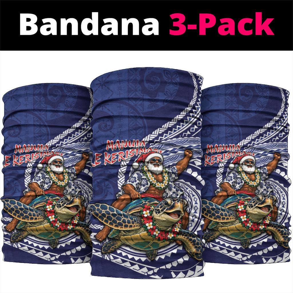 Samoa Christmas Neck Gaiter Santa Riding Sea Turtle DT05 package One Size: 25*50cm Navy - Polynesian Pride