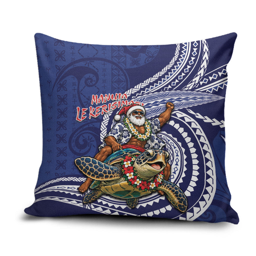 Samoa Christmas Pillow Cover Santa Riding Sea Turtle DT05 Navy - Polynesian Pride