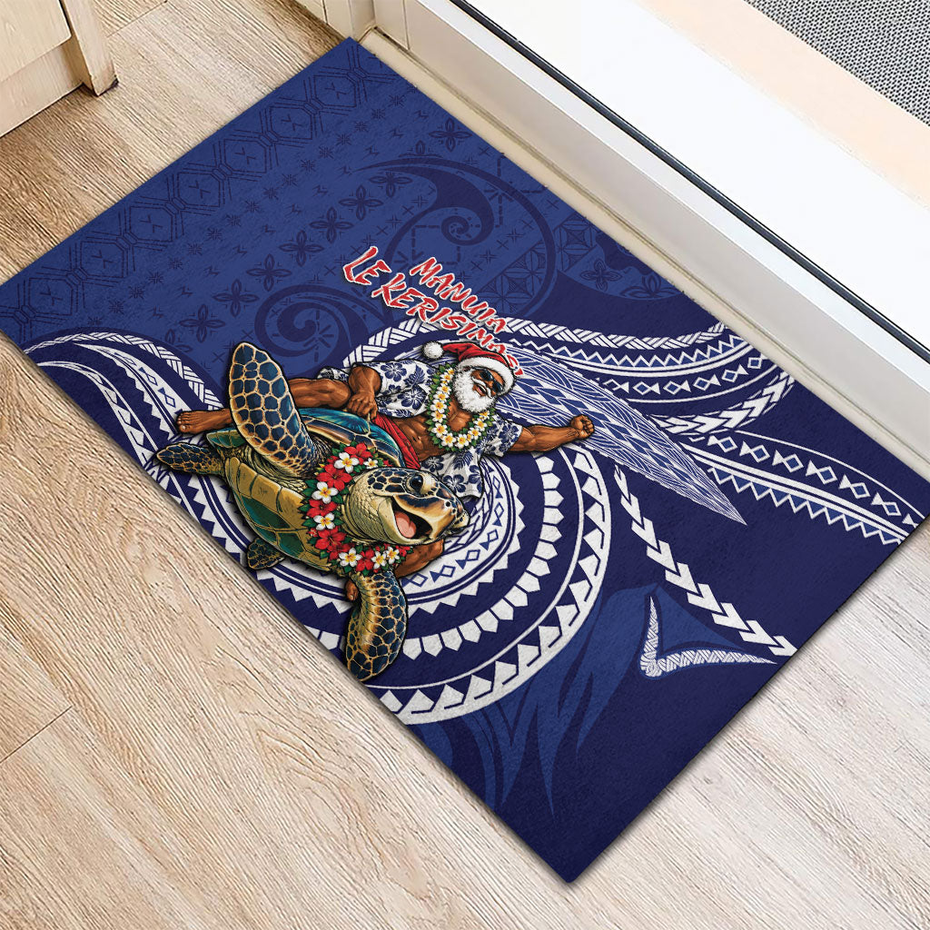Samoa Christmas Rubber Doormat Santa Riding Sea Turtle DT05 - Polynesian Pride