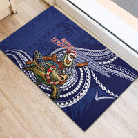 Samoa Christmas Rubber Doormat Santa Riding Sea Turtle DT05 - Polynesian Pride