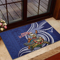 Samoa Christmas Rubber Doormat Santa Riding Sea Turtle DT05 - Polynesian Pride