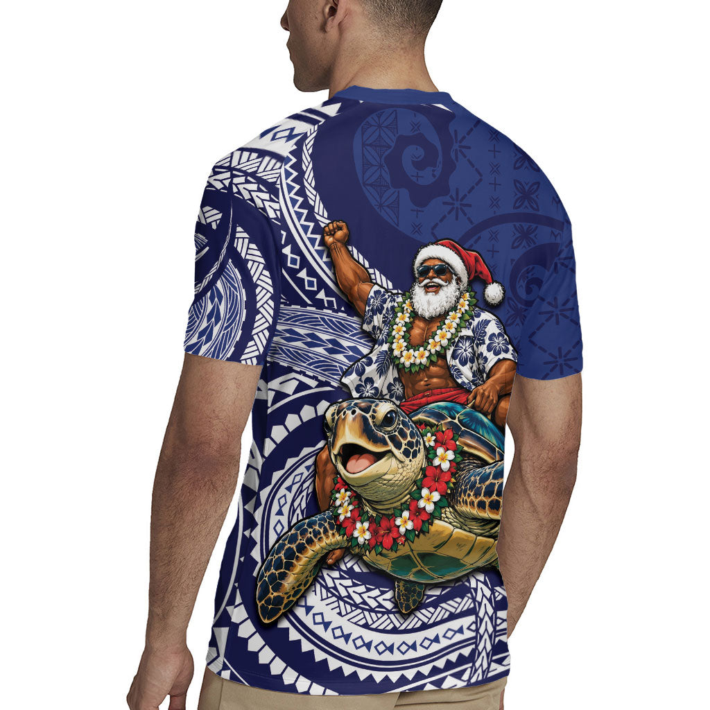 Samoa Christmas Rugby Jersey Santa Riding Sea Turtle DT05 - Polynesian Pride