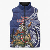 Samoa Christmas Sleeveless Puffer Jacket Santa Riding Sea Turtle DT05 Unisex Navy - Polynesian Pride