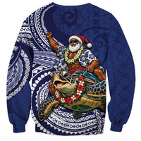 Samoa Christmas Sweatshirt Santa Riding Sea Turtle DT05 - Polynesian Pride