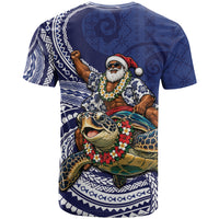 Samoa Christmas T Shirt Santa Riding Sea Turtle DT05 - Polynesian Pride